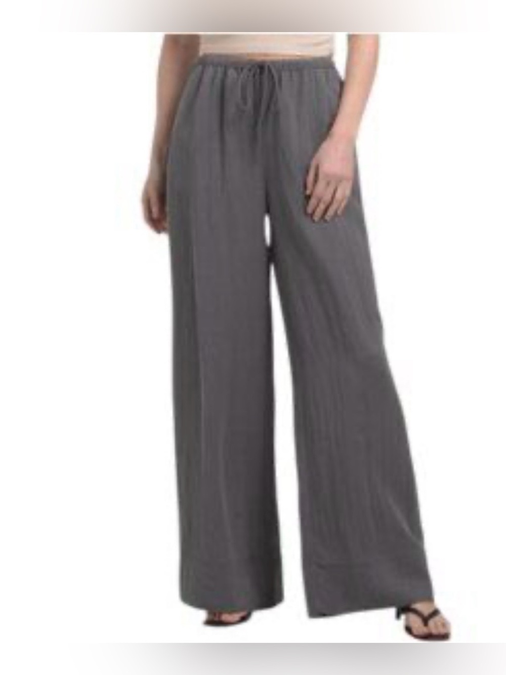 Calypso St. Barth Charcoal Gray Wide Leg Drawstring Lounge Pants Linen Blend XS